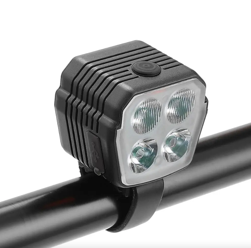 Fietskoplamp Hoorn 2-in-1 MTB Fiets Dim- en Grootlicht 2/4 Lamp Kralendraad Bediening Bel Hoorn Fietsaccessoires