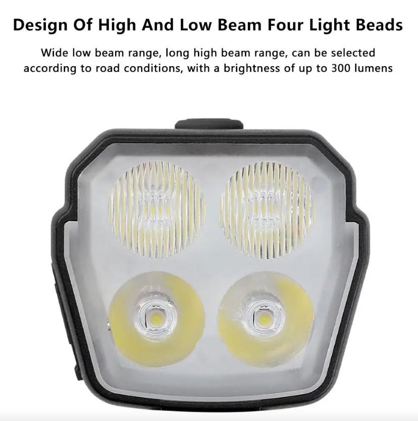 Fietskoplamp Hoorn 2-in-1 MTB Fiets Dim- en Grootlicht 2/4 Lamp Kralendraad Bediening Bel Hoorn Fietsaccessoires