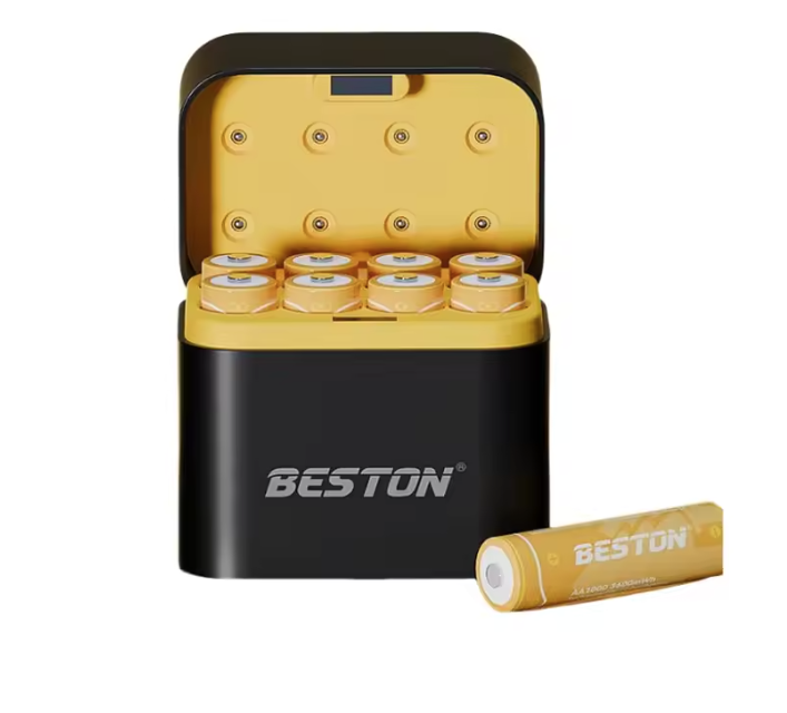 Beston Slimme Acculader 8 Vakken AA met 3600mWh 1.5V Oplaadbare Lithiumbatterij Snel Ladende Acculader Set