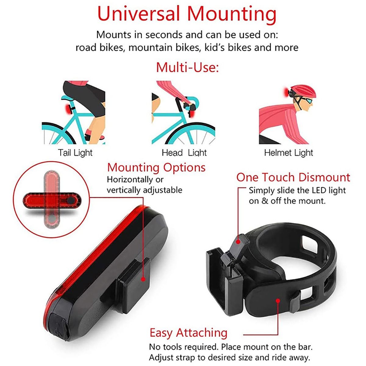 USB oplaadbaar ultra helder fietsachterlicht met LED technologie en compact ontwerp voor fietsveiligheid