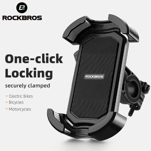 ROCKBROS Fiets Telefoonhouder Veilige 360° Draaibare Schokbestendige Houder 4.7-6.8 inch voor Fiets en E-bike Avontuur