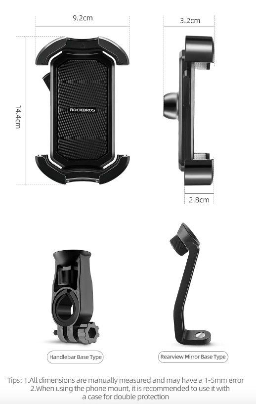 ROCKBROS Fiets Telefoonhouder Veilige 360° Draaibare Schokbestendige Houder 4.7-6.8 inch voor Fiets en E-bike Avontuur