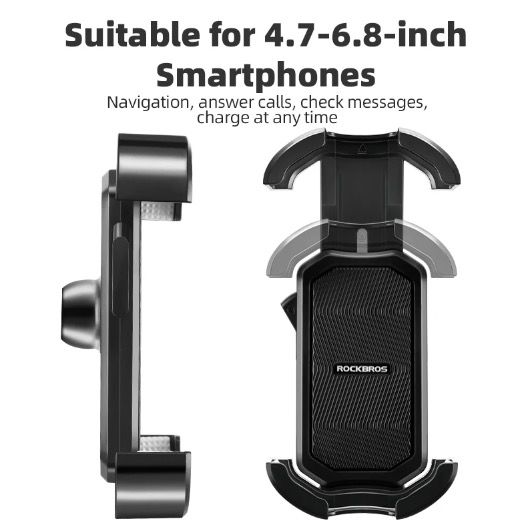 ROCKBROS Fiets Telefoonhouder Veilige 360° Draaibare Schokbestendige Houder 4.7-6.8 inch voor Fiets en E-bike Avontuur