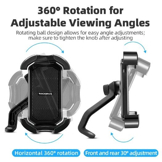 ROCKBROS Fiets Telefoonhouder Veilige 360° Draaibare Schokbestendige Houder 4.7-6.8 inch voor Fiets en E-bike Avontuur