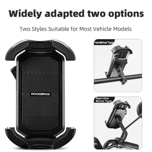 ROCKBROS Fiets Telefoonhouder Veilige 360° Draaibare Schokbestendige Houder 4.7-6.8 inch voor Fiets en E-bike Avontuur