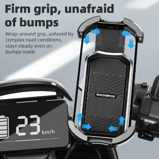 ROCKBROS Fiets Telefoonhouder Veilige 360° Draaibare Schokbestendige Houder 4.7-6.8 inch voor Fiets en E-bike Avontuur