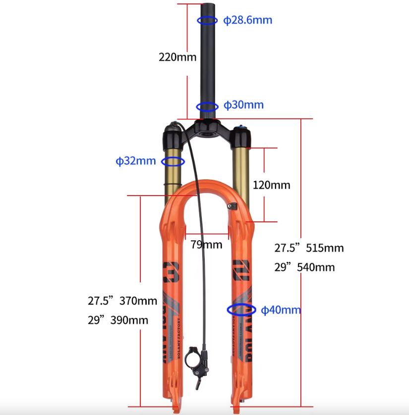 Bolany Mountainbike-voorvork 27,5 of 29 inch hoogwaardige luchtvering schokdempend voor MTB-liefhebbers