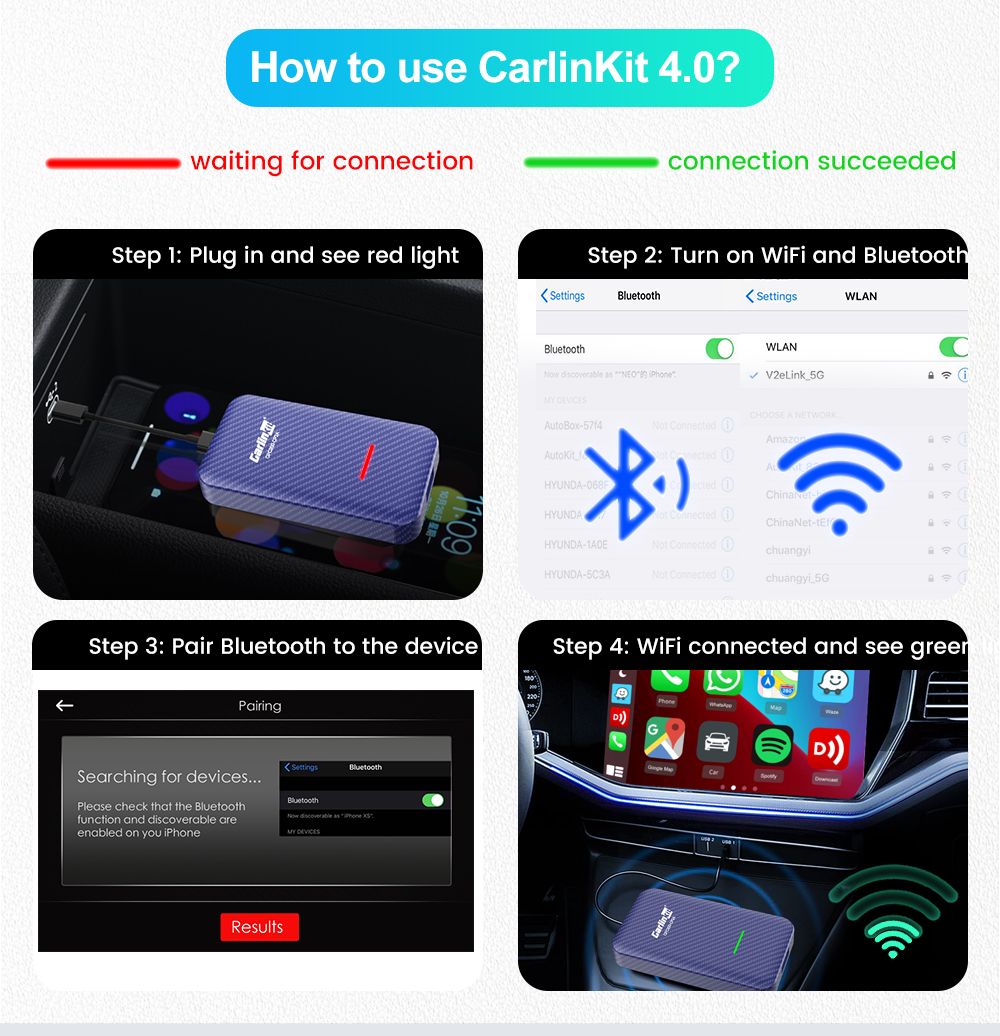 CarlinKit 4.0 Draadloze CarPlay Box Upgrade voor Audi VW Kia Plug en Play Handsfree Connectiviteit