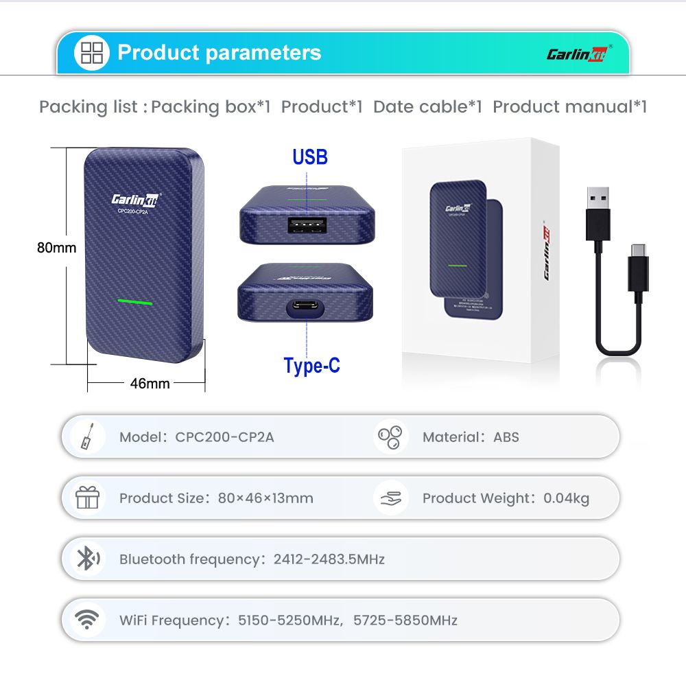 CarlinKit 4.0 Draadloze CarPlay Box Upgrade voor Audi VW Kia Plug en Play Handsfree Connectiviteit