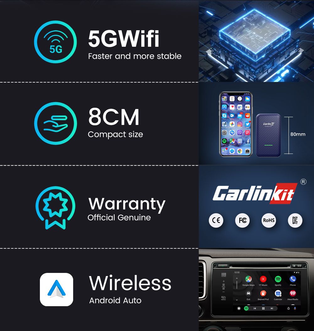 CarlinKit 4.0 Draadloze CarPlay Box Upgrade voor Audi VW Kia Plug en Play Handsfree Connectiviteit