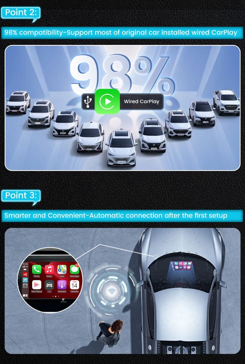 CarlinKit 4.0 Draadloze CarPlay Box Upgrade voor Audi VW Kia Plug en Play Handsfree Connectiviteit