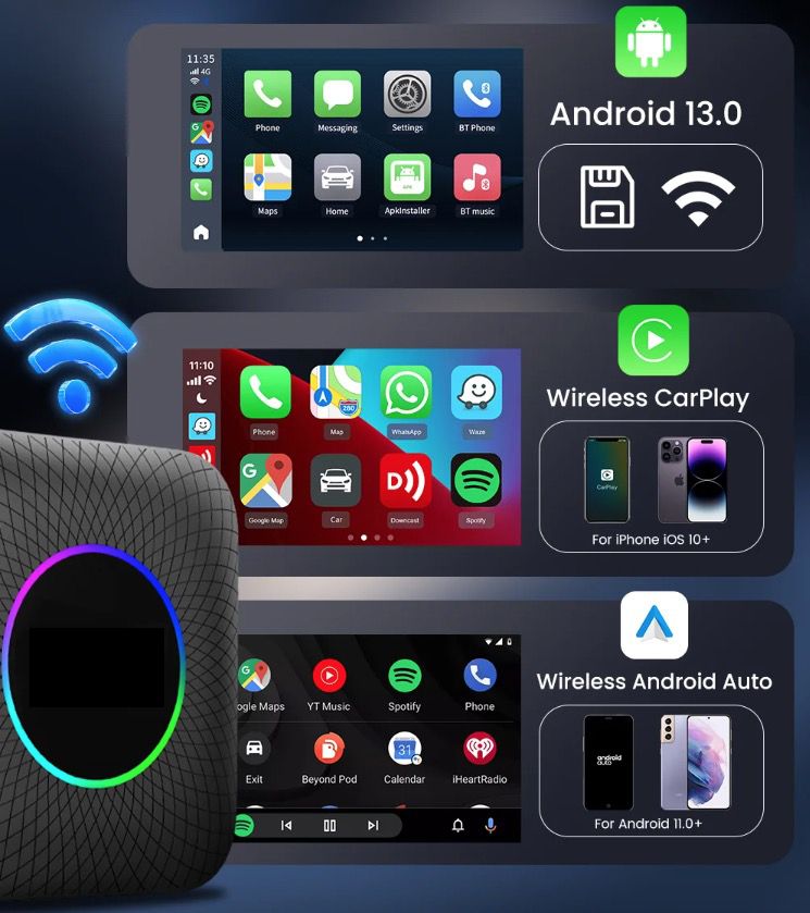 CarlinKit Smart TV Box met Android 13 Bedraad naar Draadloze CarPlay Ai Box YouTube Netflix Qualcomm 8-Cores