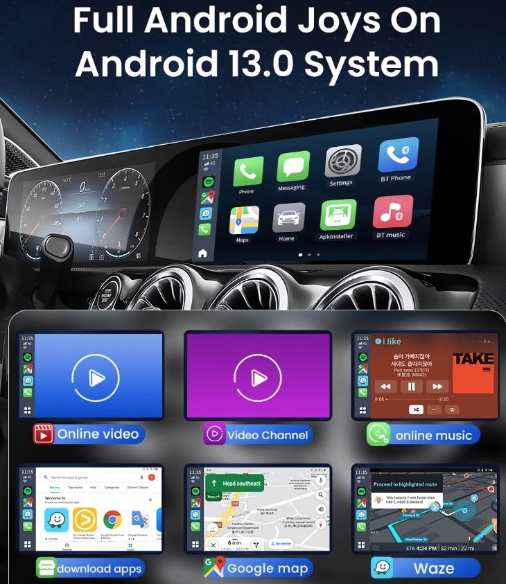 CarlinKit Smart TV Box met Android 13 Bedraad naar Draadloze CarPlay Ai Box YouTube Netflix Qualcomm 8-Cores
