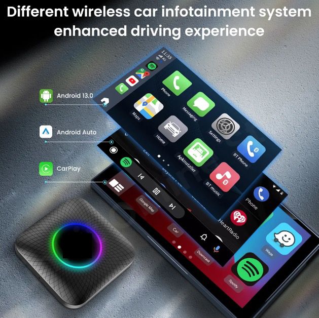 CarlinKit Smart TV Box met Android 13 Bedraad naar Draadloze CarPlay Ai Box YouTube Netflix Qualcomm 8-Cores