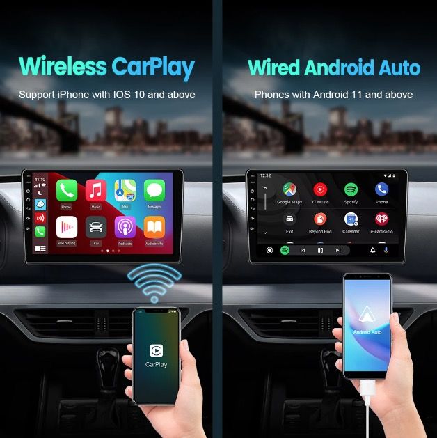 CarlinKit USB CarPlay-dongle voor draadloze verbinding met Android Auto, eenvoudige installatie, handsfree bellen en muziek.