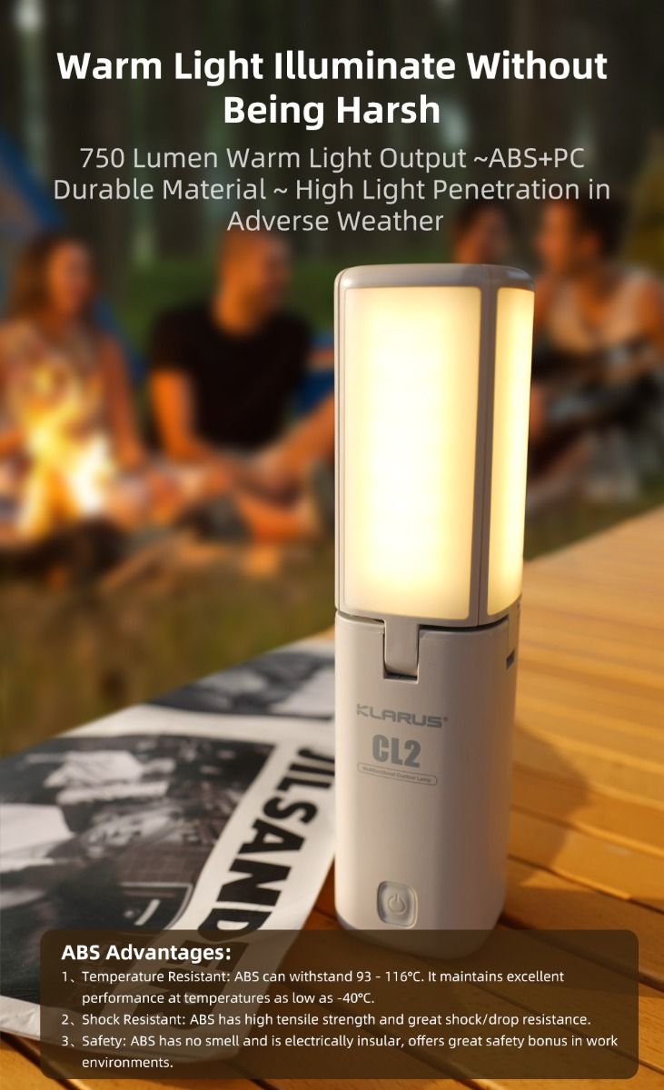 Klarus CL2 750 Lumen Vrij Vouwbaar Oogverzorgend Campinglamp 7 Lichtmodi Verstelbare Hoek voor Binnen Buiten