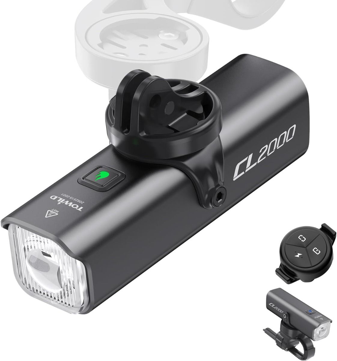 TOWILD CL2000 Fietslampen voor nachtelijk rijden, 2000LM Superheldere fietskoplamp, Waterdichte fietsvoorlamp voor mountainbiken, wegfietsen en woon-werkverkeer