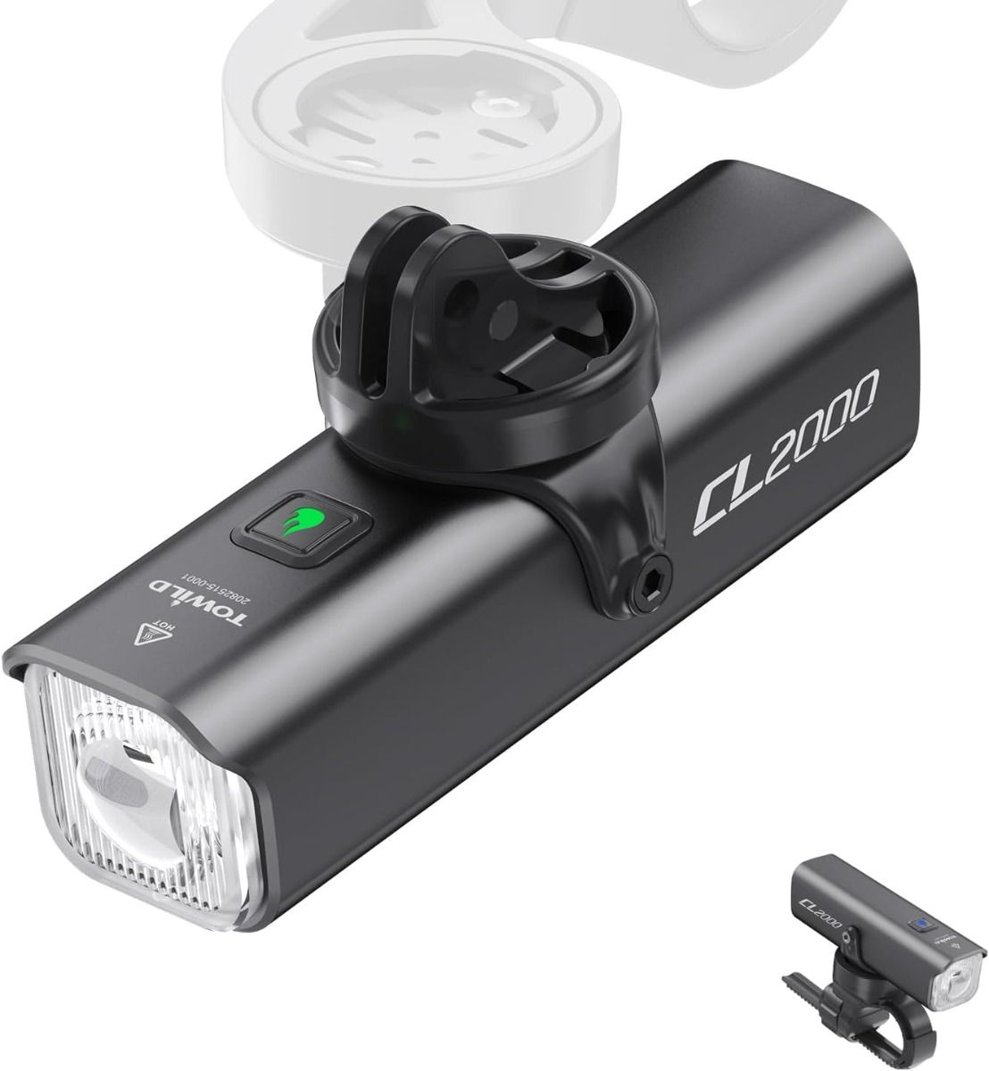 TOWILD CL2000 Fietslampen voor nachtelijk rijden, 2000LM Superheldere fietskoplamp, Waterdichte fietsvoorlamp voor mountainbiken, wegfietsen en woon-werkverkeer