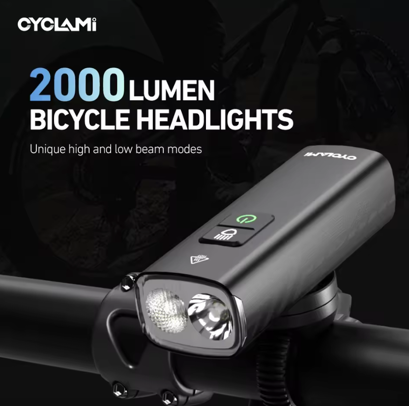 CYCLAMI Fietskoplamp BR2000 Fietsvoorlicht Type-C MTB Weg Highlight Lamp Stuur Fietsverlichting