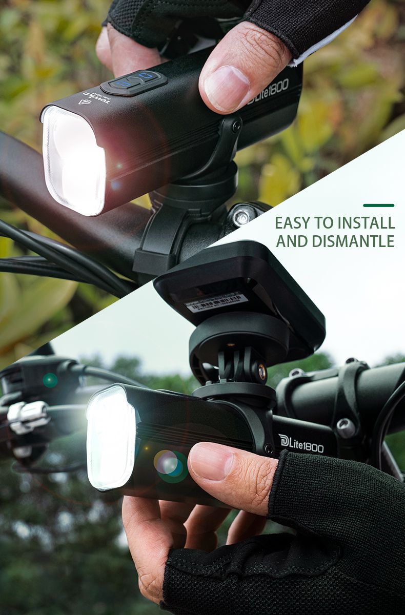 TOWILD DLite 1800 USB oplaadbaar fietslamp 2100 lumen waterdichte koplamp fietsveiligheid 5000mAh accu
