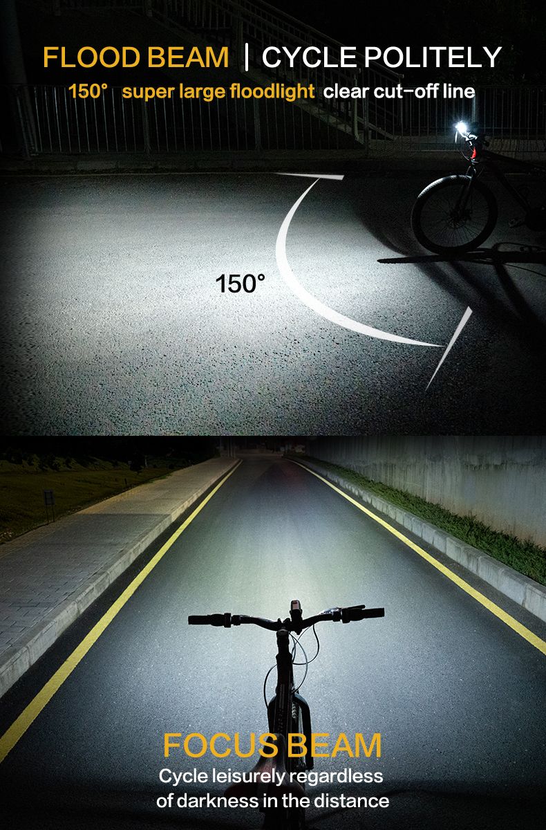 TOWILD DLite 1800 USB oplaadbaar fietslamp 2100 lumen waterdichte koplamp fietsveiligheid 5000mAh accu