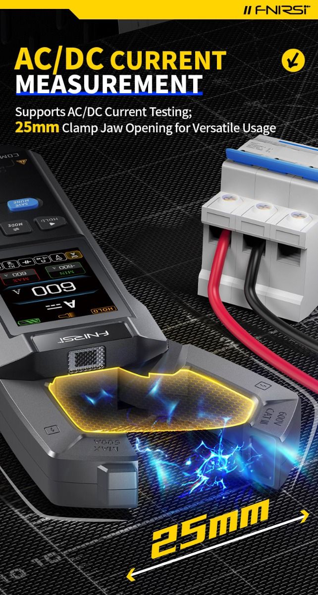 FNIRSI DMC-100 Stroomtang Multimeter, Volledig Automatisch, Intelligent, Hoge Precisie, Universele Meter, Meet NCV, AC/DC Spanning en Stroom, Continuïteit, Capaciteit, Diode, Weerstand, Temperatuur
