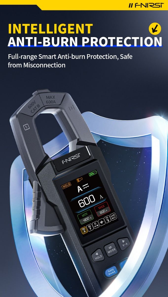 FNIRSI DMC-100 Stroomtang Multimeter, Volledig Automatisch, Intelligent, Hoge Precisie, Universele Meter, Meet NCV, AC/DC Spanning en Stroom, Continuïteit, Capaciteit, Diode, Weerstand, Temperatuur
