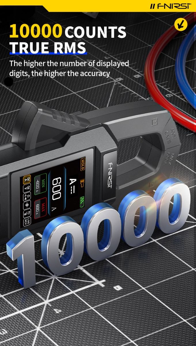 FNIRSI DMC-100 Stroomtang Multimeter, Volledig Automatisch, Intelligent, Hoge Precisie, Universele Meter, Meet NCV, AC/DC Spanning en Stroom, Continuïteit, Capaciteit, Diode, Weerstand, Temperatuur