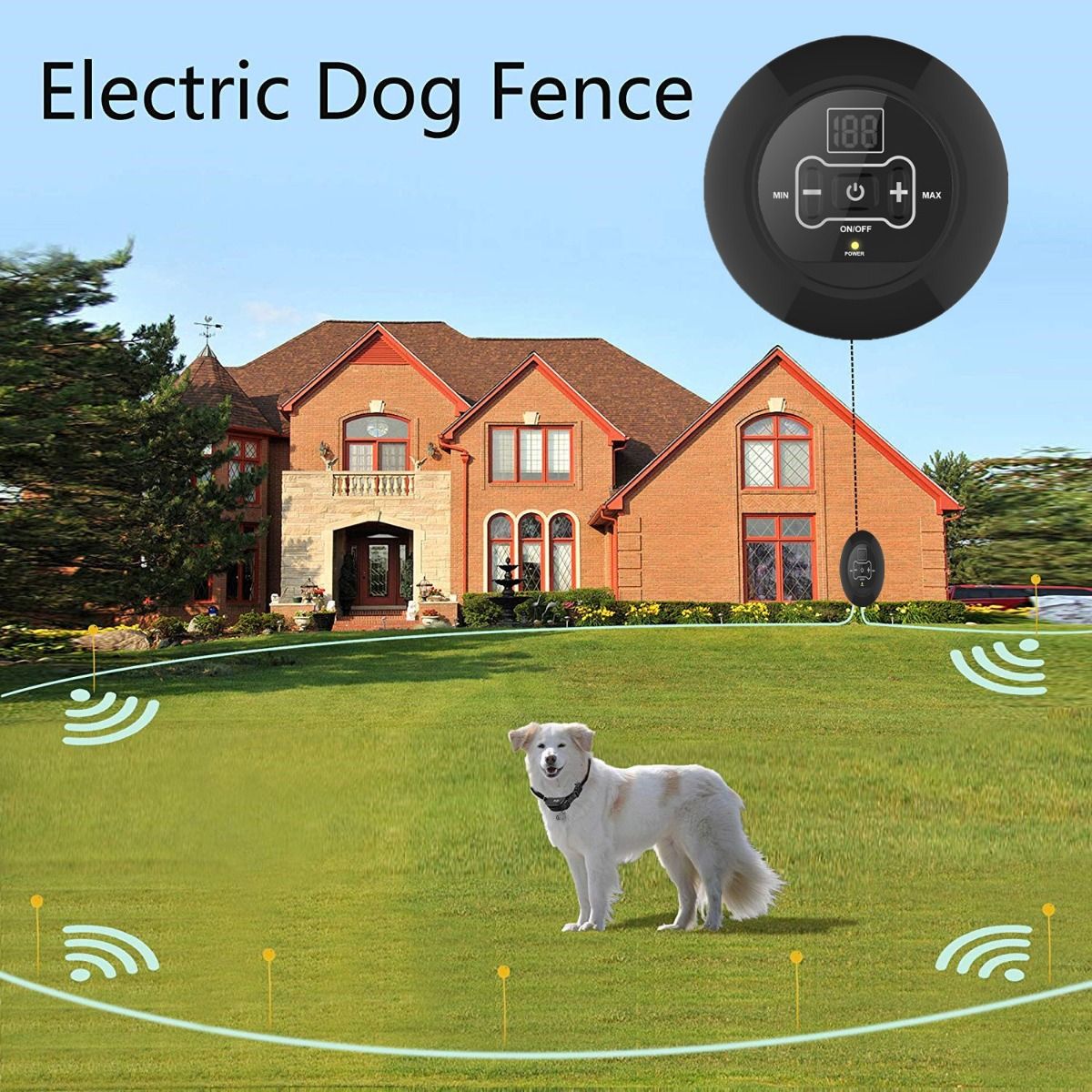 Draadloos elektrisch hondenomheiningssysteem met oplaadbare, waterdichte, verstelbare halsband, veilig speelgebied voor honden, 200 meter
