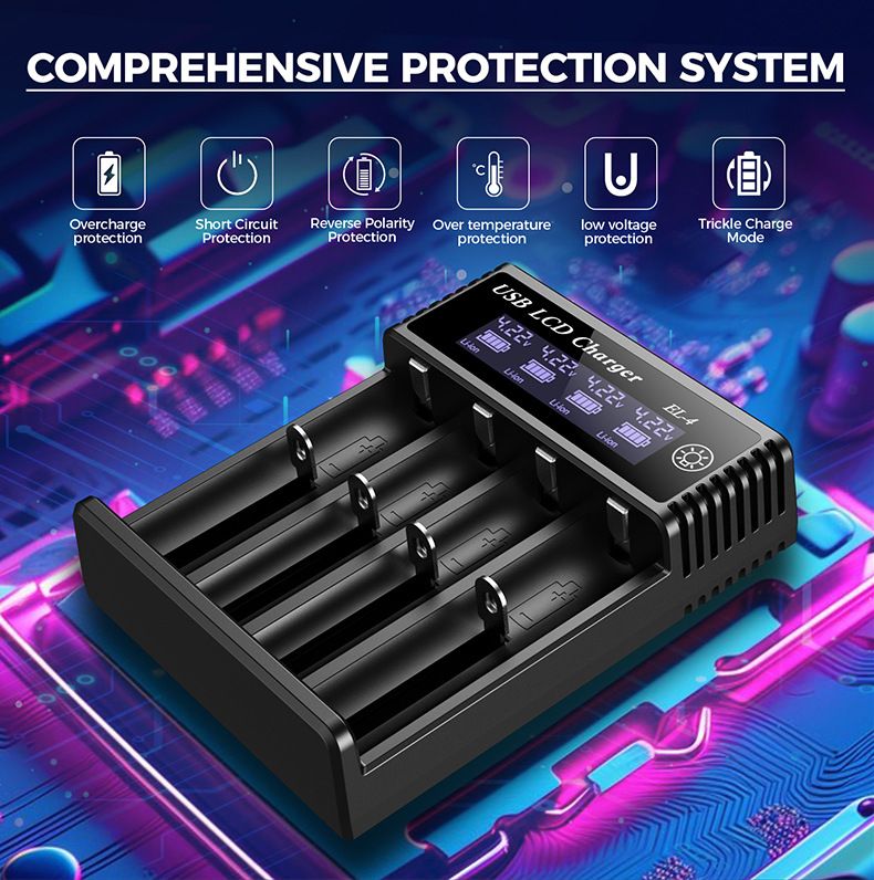 USB LCD slimme batterijlader, efficiënte lader voor 18650 AA AAA-batterijen met LCD-scherm, veelzijdig en draagbaar