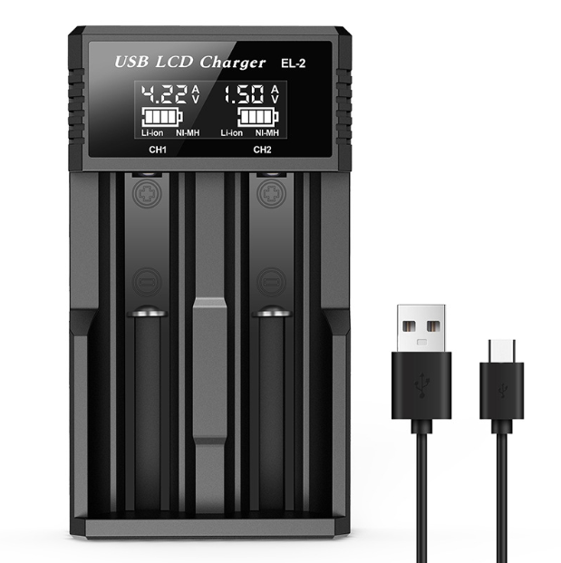 USB LCD slimme batterijlader, efficiënte lader voor 18650 AA AAA-batterijen met LCD-scherm, veelzijdig en draagbaar