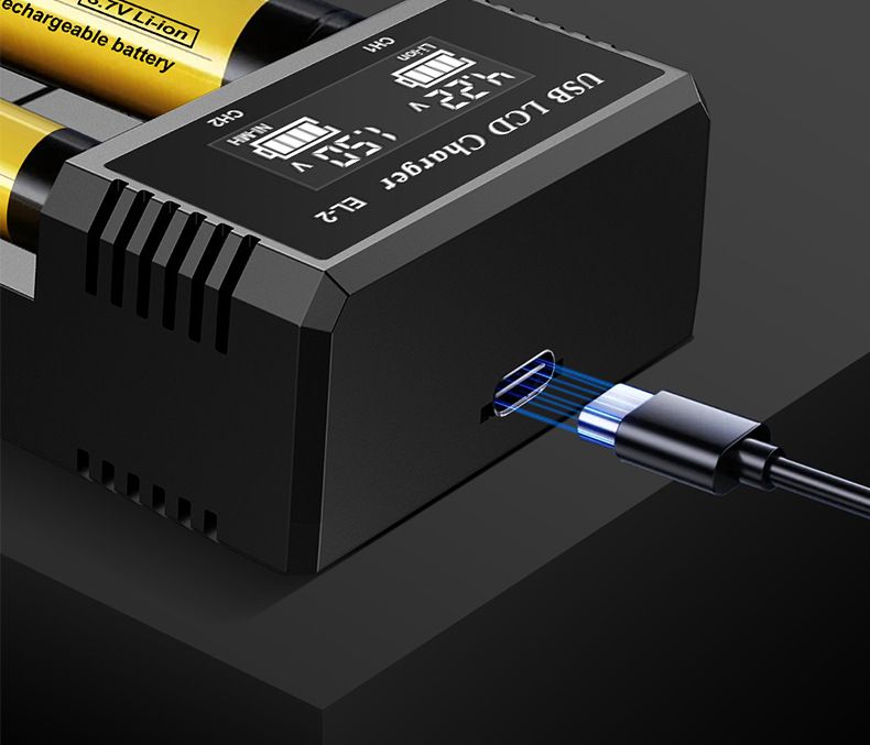 USB LCD slimme batterijlader, efficiënte lader voor 18650 AA AAA-batterijen met LCD-scherm, veelzijdig en draagbaar