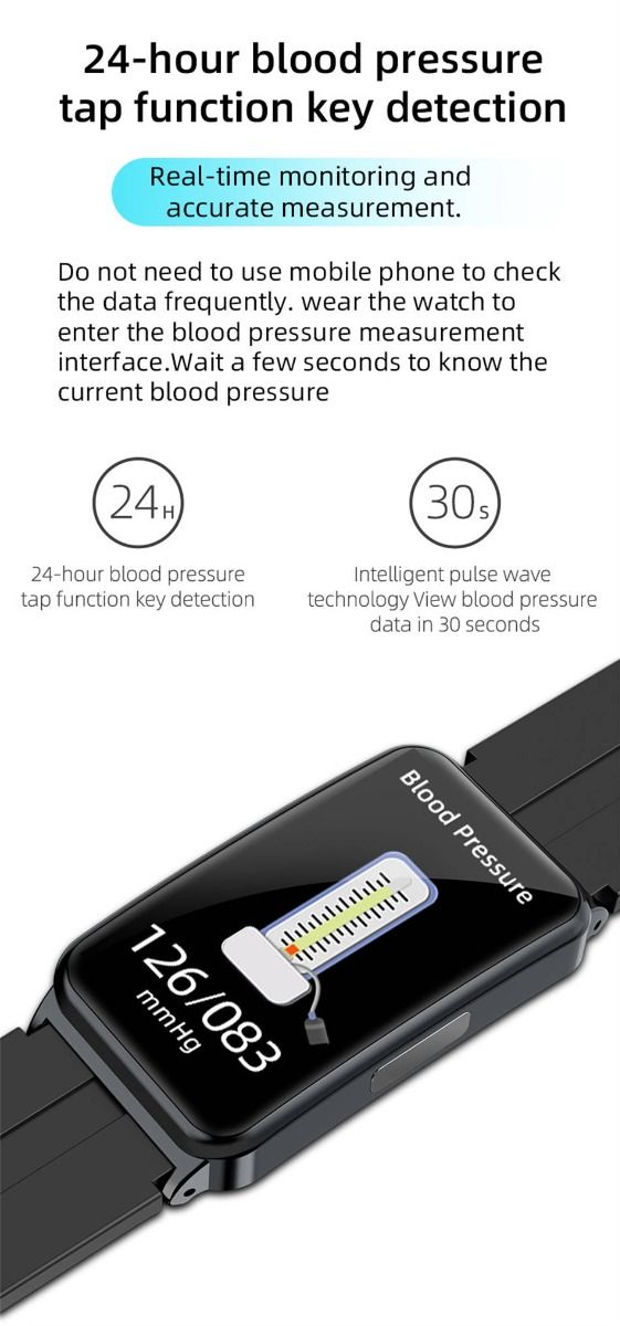 EP01 Slimme Bloedsuiker Horloge: ECG, HRV, Hartslag, Temp. 1.47" HD Waterdichte Fitnesstracker