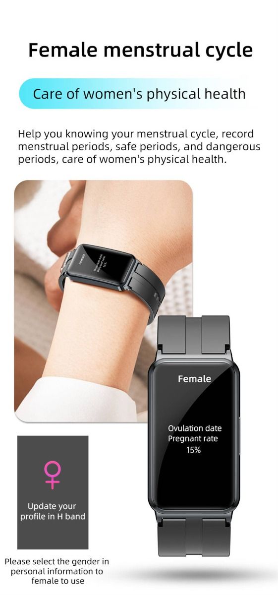 EP01 Slimme Bloedsuiker Horloge: ECG, HRV, Hartslag, Temp. 1.47" HD Waterdichte Fitnesstracker