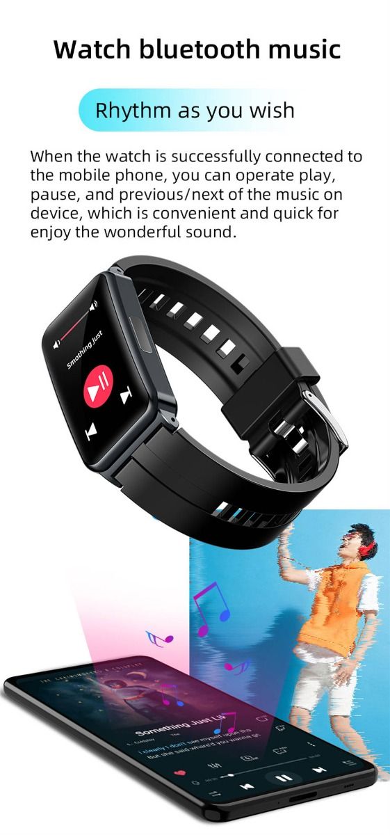 EP01 Slimme Bloedsuiker Horloge: ECG, HRV, Hartslag, Temp. 1.47" HD Waterdichte Fitnesstracker
