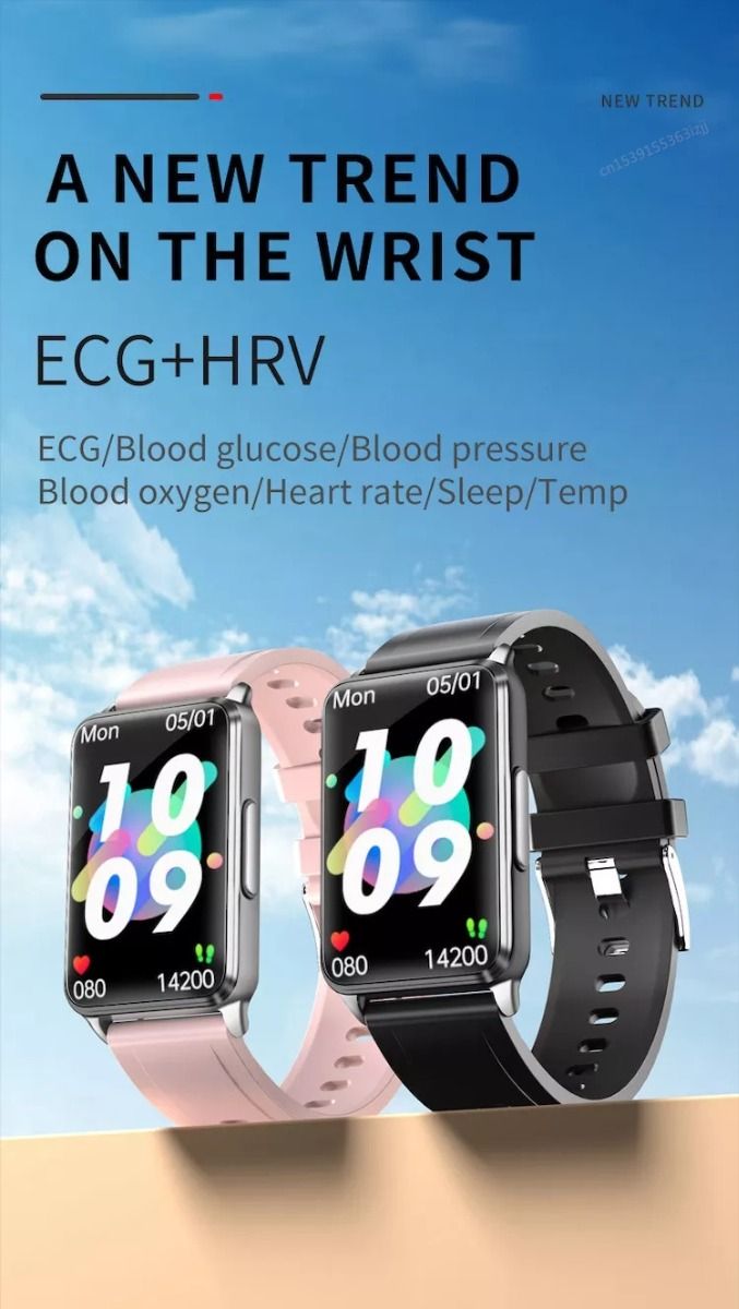 EP02 Bloedglucose Smartwatch ECG HRV hartslag temperatuur 1.57-inch HD waterdichte Smart Armband Fitness Tracker