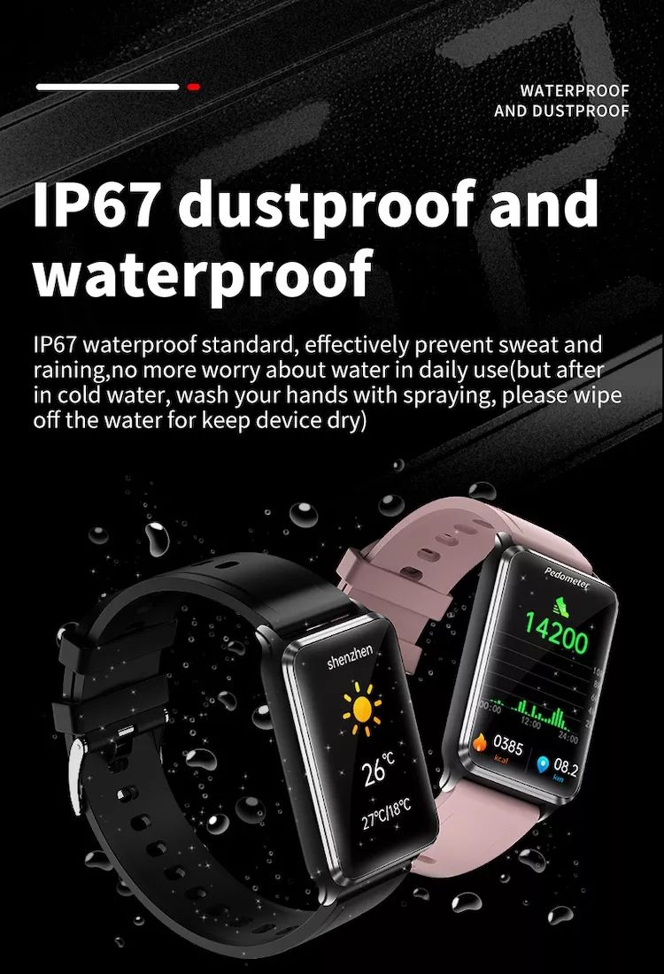 EP02 Bloedglucose Smartwatch ECG HRV hartslag temperatuur 1.57-inch HD waterdichte Smart Armband Fitness Tracker