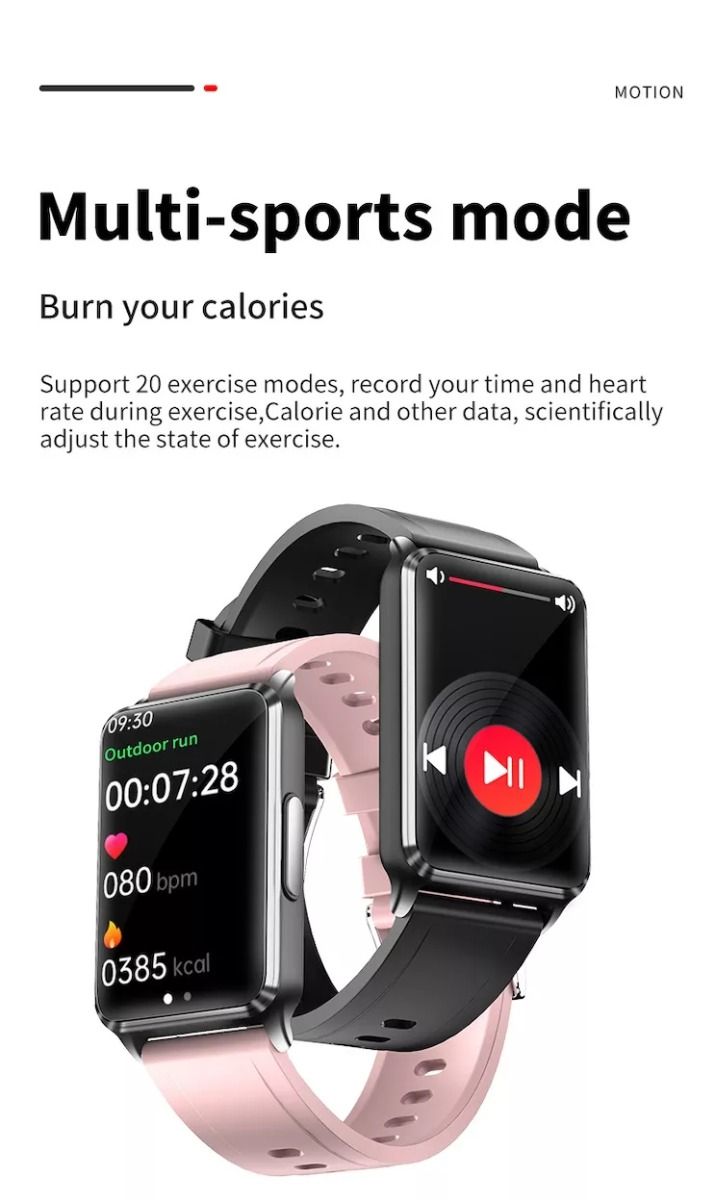 EP02 Bloedglucose Smartwatch ECG HRV hartslag temperatuur 1.57-inch HD waterdichte Smart Armband Fitness Tracker