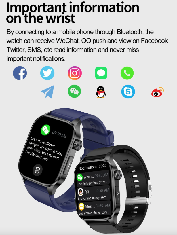 E580 Bloedglucose Smartwatch: ECG, Hartslag, Bloeddruk, IP68. Jouw Gezondheidsbewaker & Welzijn!