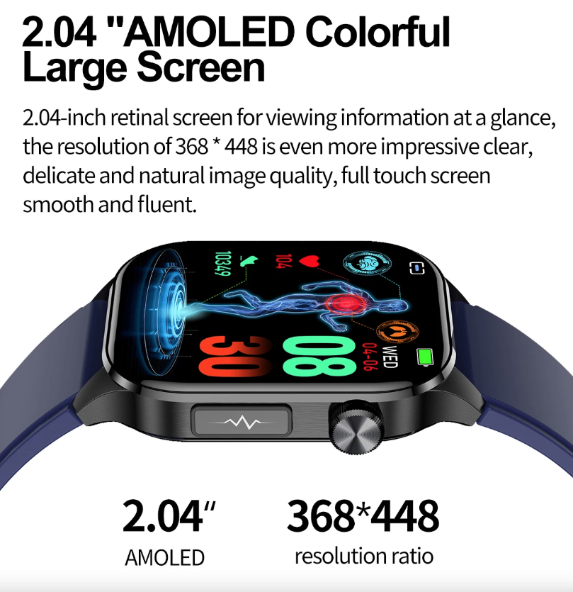 E580 Bloedglucose Smartwatch: ECG, Hartslag, Bloeddruk, IP68. Jouw Gezondheidsbewaker & Welzijn!