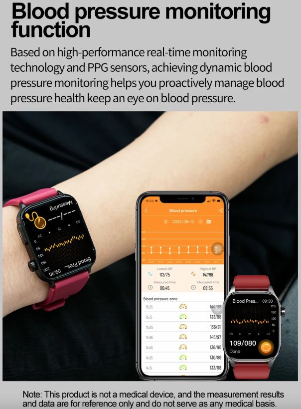 E580 Bloedglucose Smartwatch: ECG, Hartslag, Bloeddruk, IP68. Jouw Gezondheidsbewaker & Welzijn!