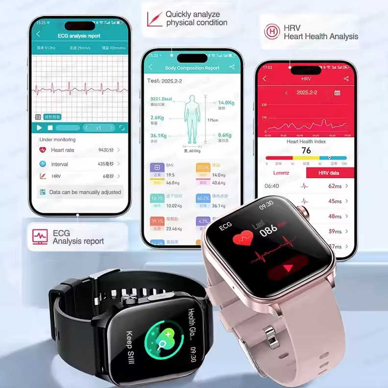 ET585 ECG+PPG AI Gezondheidsdiagnose Smartwatch | Bloedlipid, BP & Urinezuur Meting