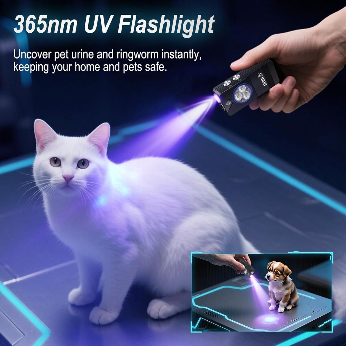 EV30 Mini LED EDC Zaklamp met 365nm UV-licht, 550 Lumen, USB-C oplaadbare sleutelhanger zaklamp