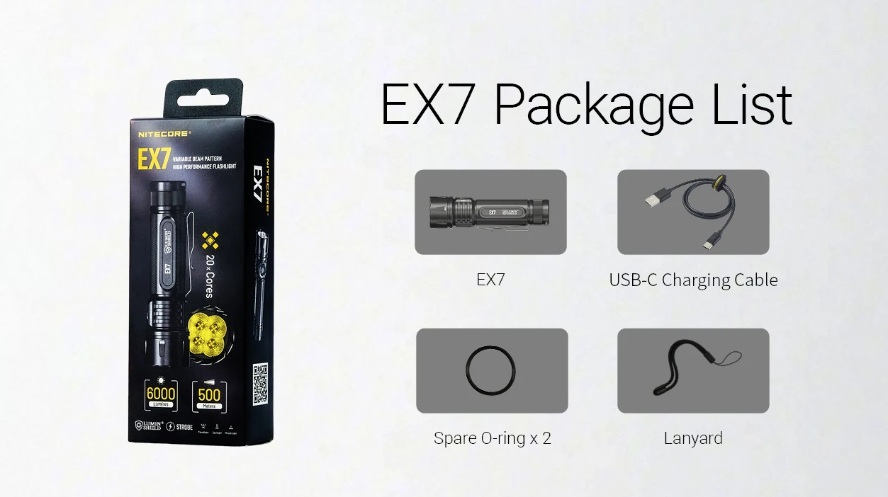 Nitecore EX7 6000 Lumen USB-C Oplaadbare Zaklamp