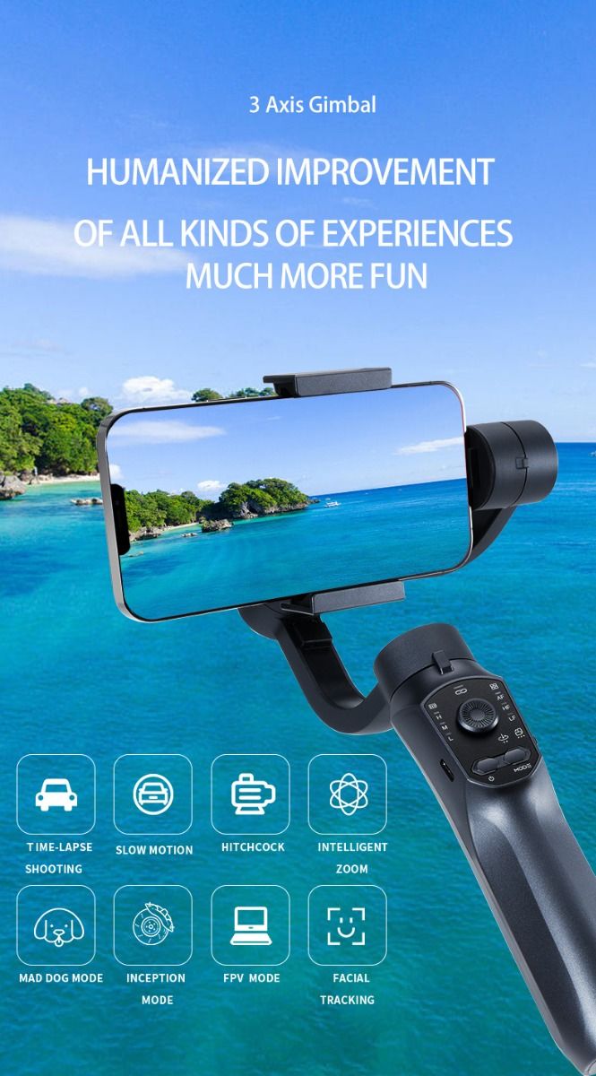 F10 Pro Stabilisator 3-Assen Telefoon Gimbal voor mobiele filmproductie met smartphone-compatibiliteit en gezichtsherkenning