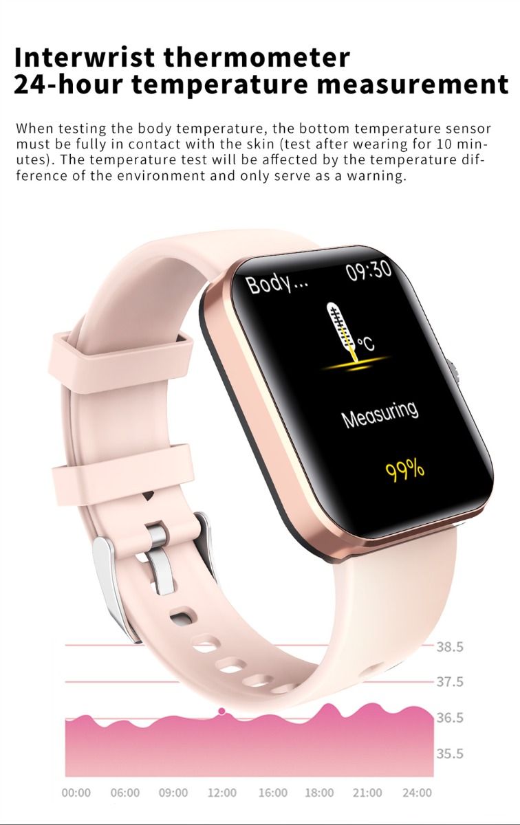 F57L Smartwatch Bloedglucose Bloeddruk Hartslag Temperatuurmonitoring Sportmonitoring 1.91 Inch Sn