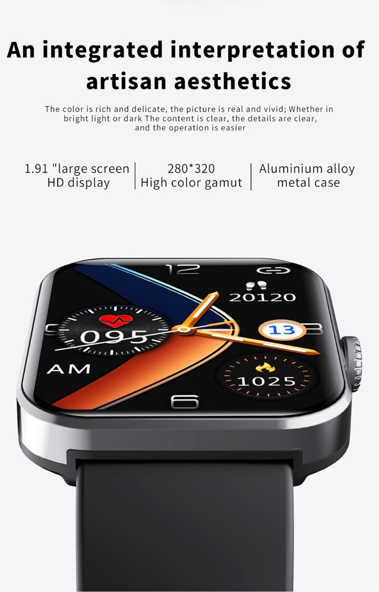 F57L Smartwatch Bloedglucose Bloeddruk Hartslag Temperatuurmonitoring Sportmonitoring 1.91 Inch Sn