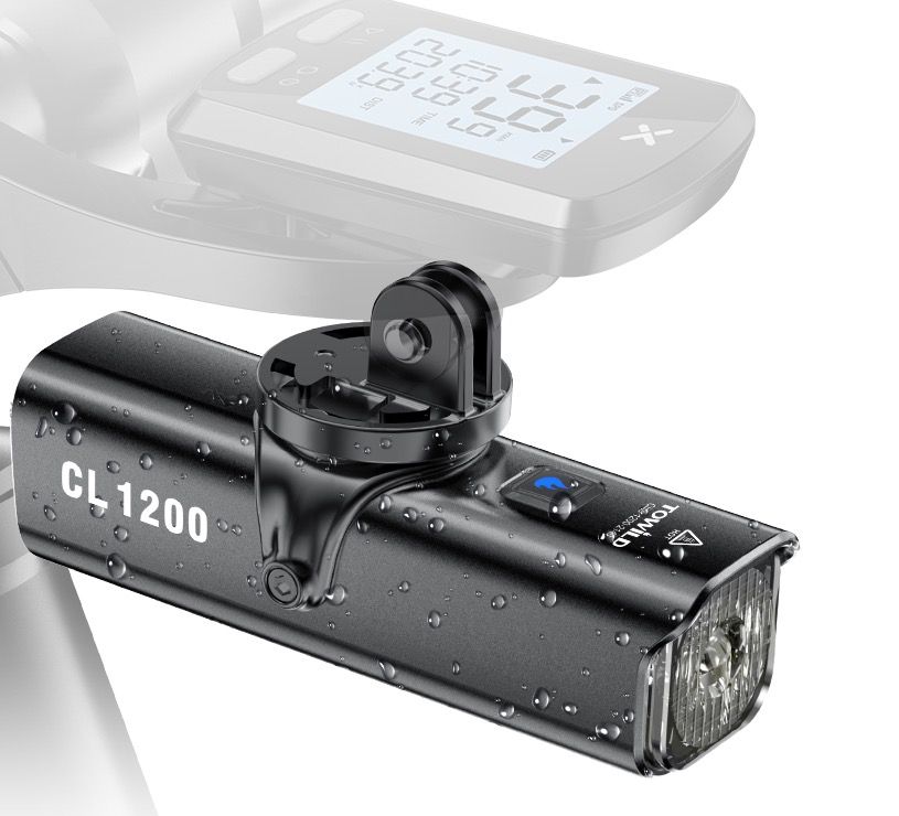 TOWILD CL1200 1200LM Fietslamp USB-oplaadbare voorlamp met draadloze afstandsbediening voor veilig fietsen in het donker