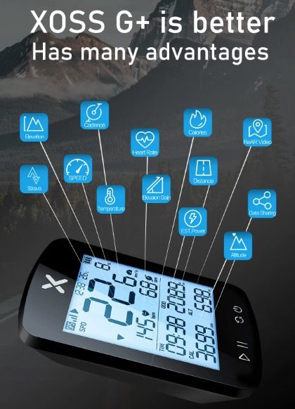 XOSS G+ G2 Fietscomputer GPS Generatie Draadloze Snelheidsmeter Tracker met Aangepast Scherm en Hartslagsensor
