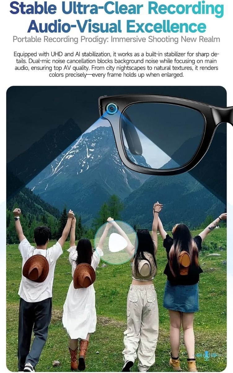 AI Smart Translation Glasses, Smart Glasses met Camera en Bluetooth, AI Glazen voor Oproepen & Muziek, UV-bescherming, Anti-Blauw Licht Bril voor Dagelijks Gebruik